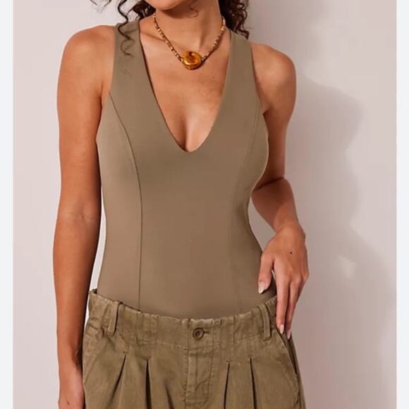 Intimately Free People Go Get Em Olive Green Bodysuit Size Medium - Picture 1 of 5
